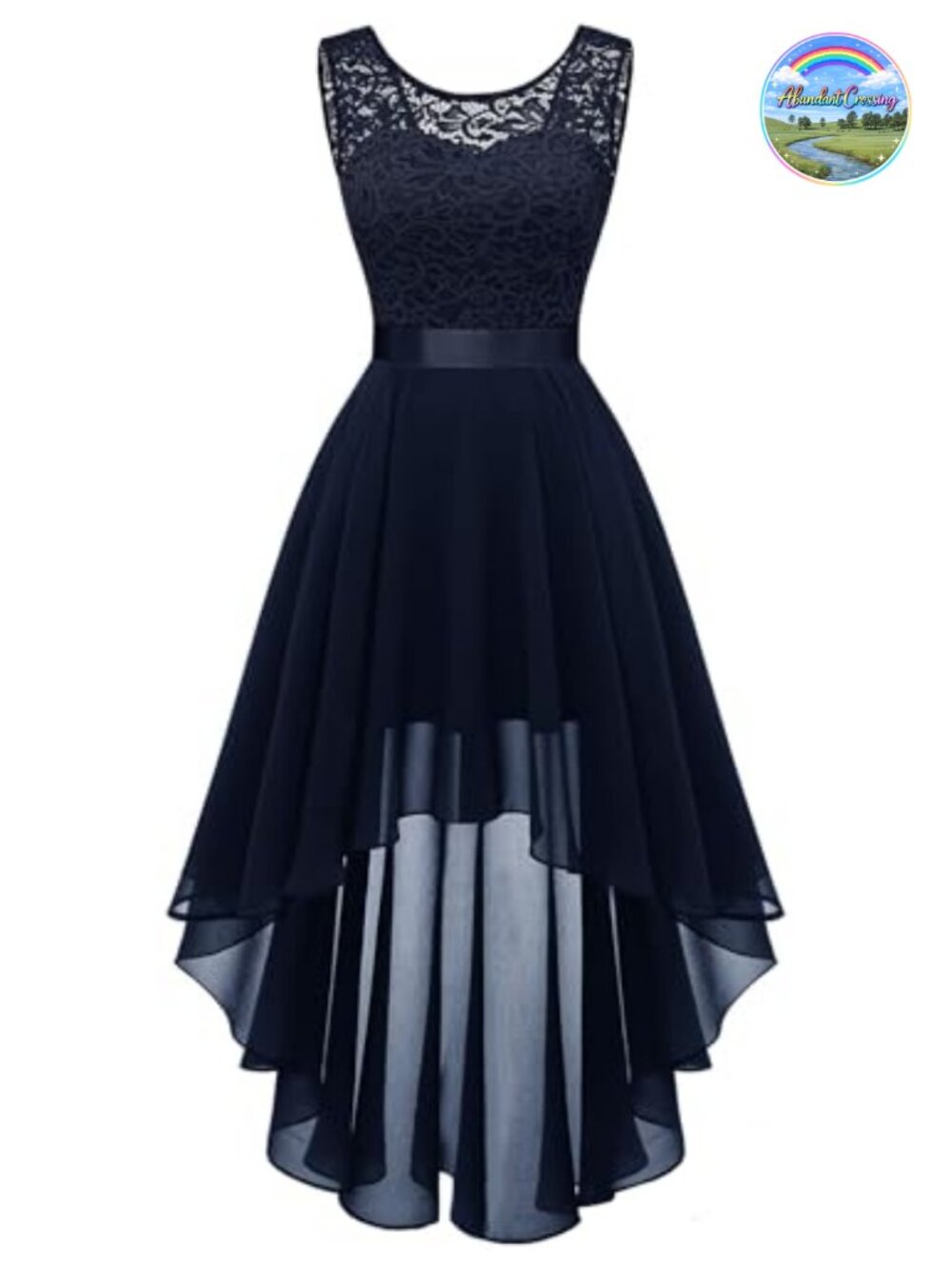 Lace Hi-Lo Cocktail Dress, Wedding Guest Midi Sleeveless Party Gown